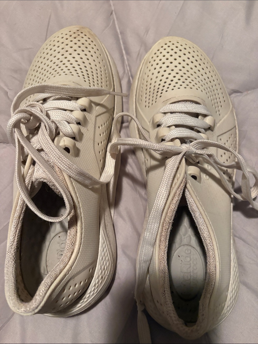 Crocs croft & barrow Women's Perforated Lace-Up Sneakers in Off-White